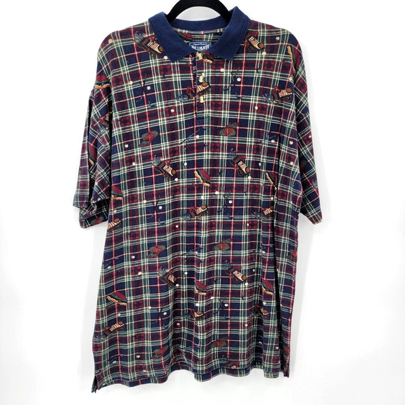 Jos J Oliver Men's L Vintage Golf Navy Print SS Polo shirt - Picture 1 of 8